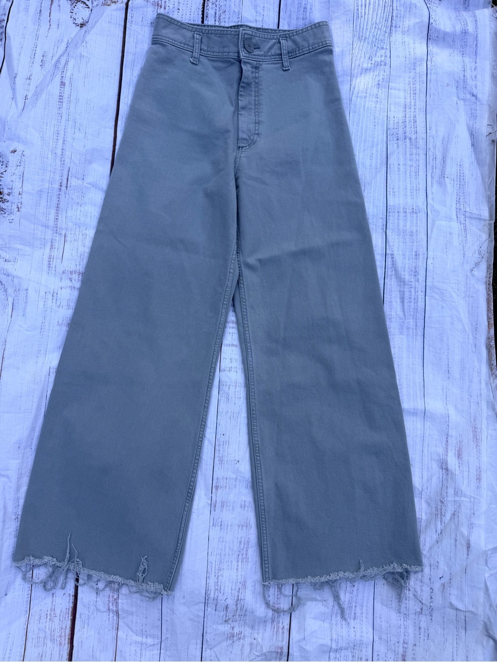Zara Wide Leg Pants Marine Straight Women’s Green Size 6 Minimalist Chic Casual - Picture 3 of 13